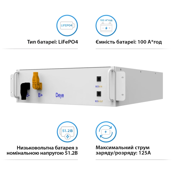 Акумуляторна батарея Deye BOS-GM5.1 LiFePO4 для високовольтних інверторів