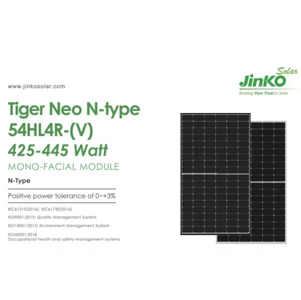 8 Сонячна панель Jinko Solar Tiger Neo N-type 54HL4R-(V) 425 Watt
